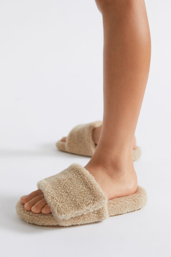 Teddy Fur Slide  Chai  hi-res
