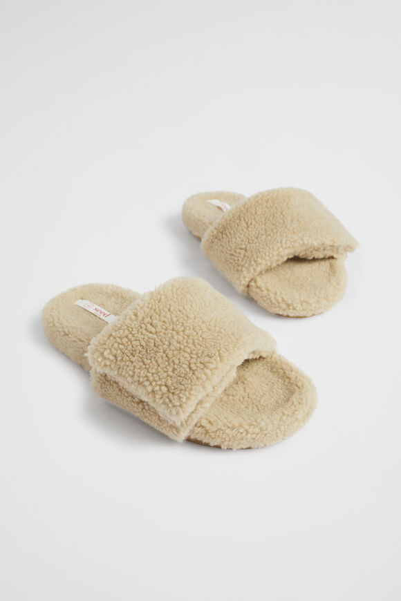 Teddy Fur Slide  Chai  hi-res