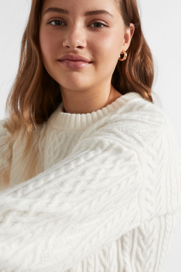 Cable Crop Knit  Vintage Cream  hi-res