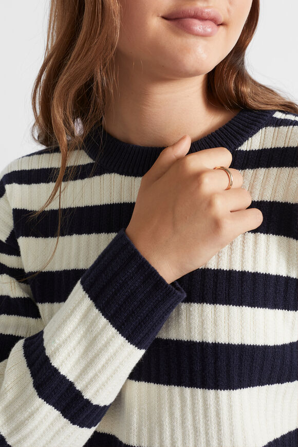 Stripe Rib Knit  Midnight Stripe  hi-res