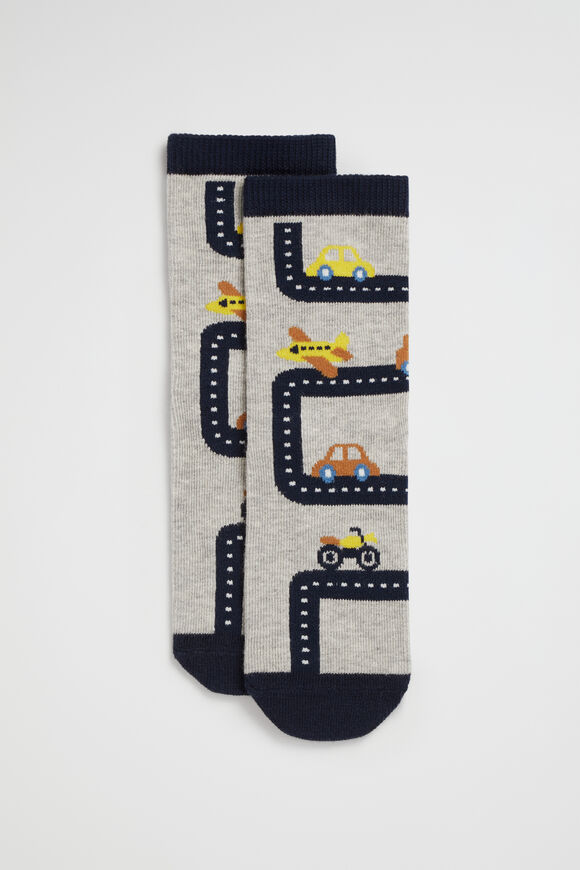 Transport Sock  Grey Marle  hi-res