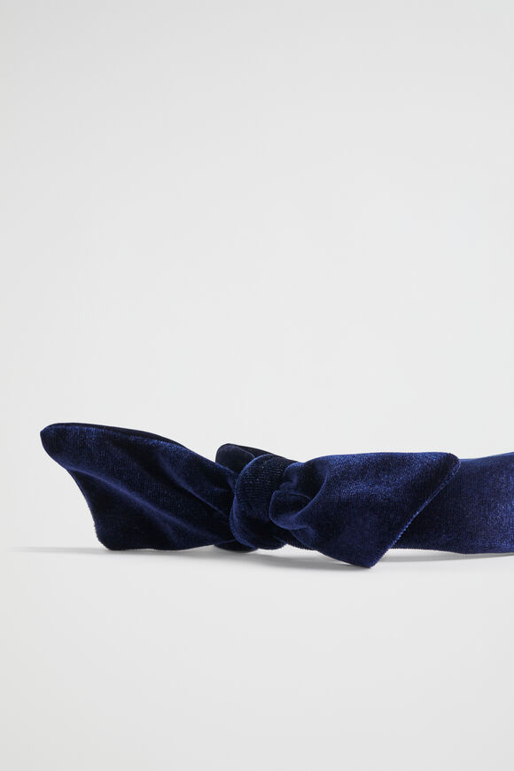 Velvet Bow Headband  Navy  hi-res