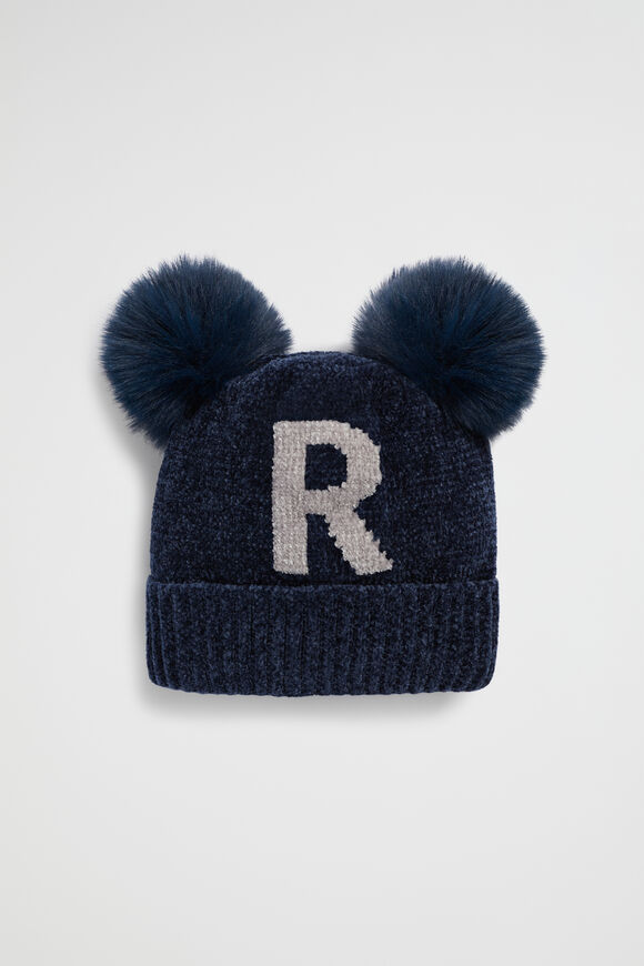 Chenille Initial Beanie  R  hi-res