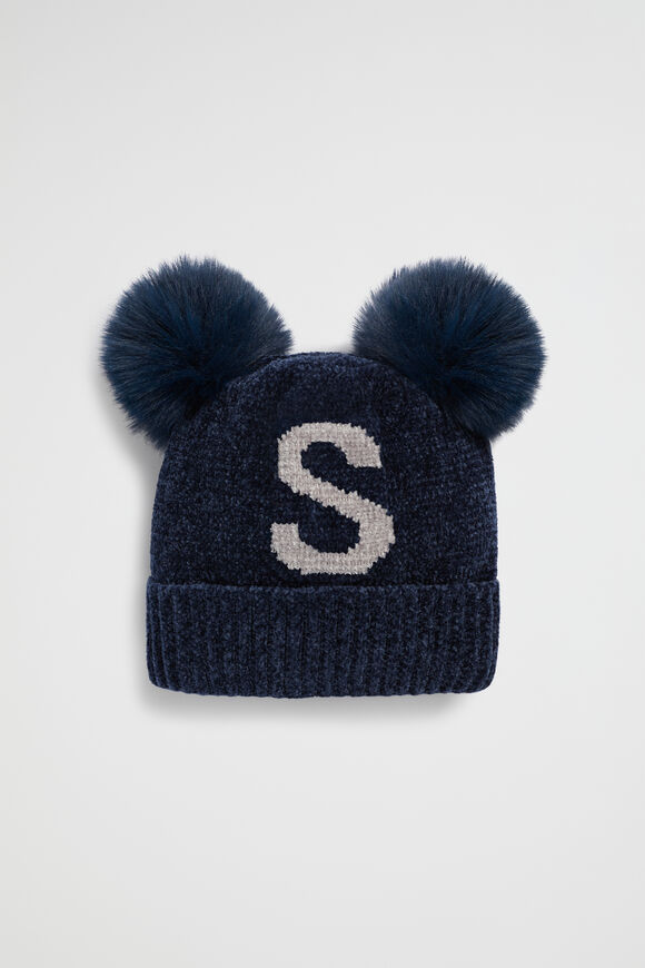 Chenille Initial Beanie  S  hi-res