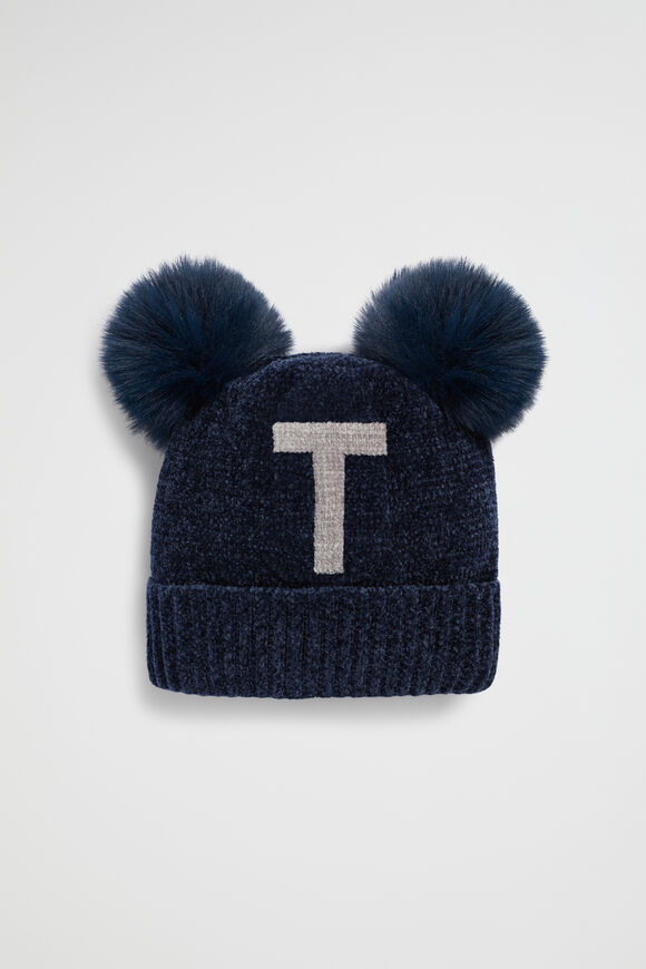 Chenille Initial Beanie  T  hi-res