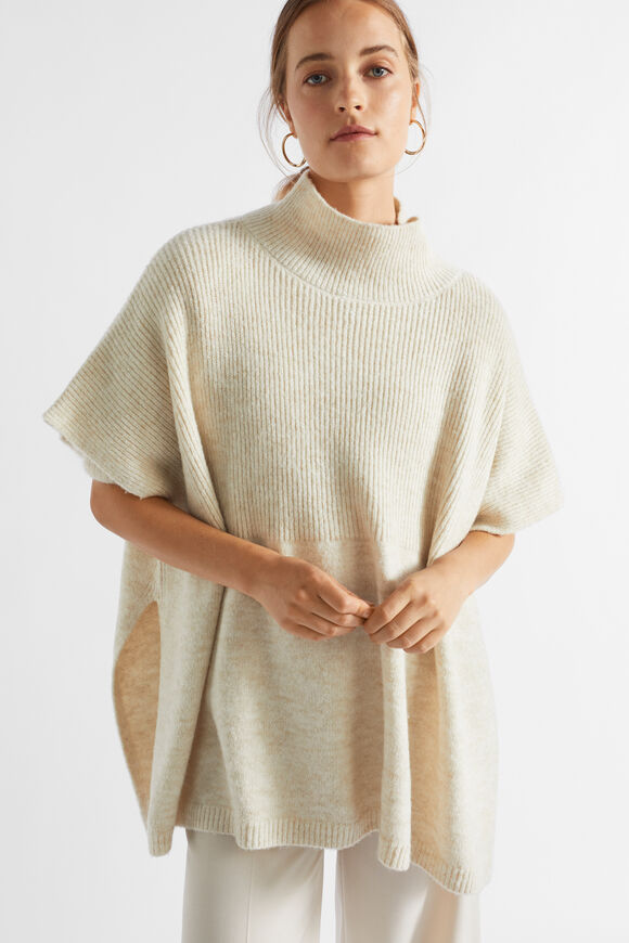 Rib Detail Poncho  Vanilla Cream  hi-res