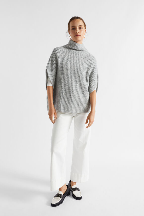 Roll Neck Poncho  Grey Marle  hi-res