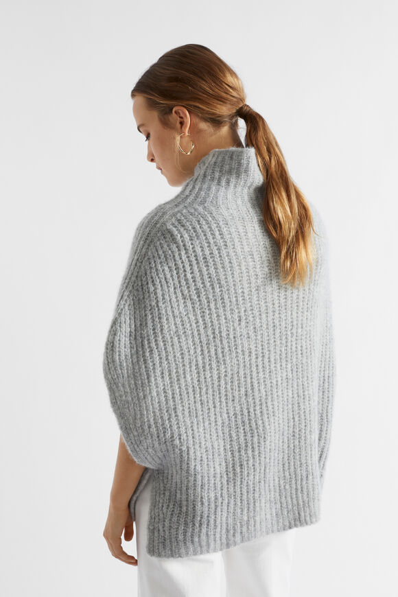 Roll Neck Poncho  Grey Marle  hi-res