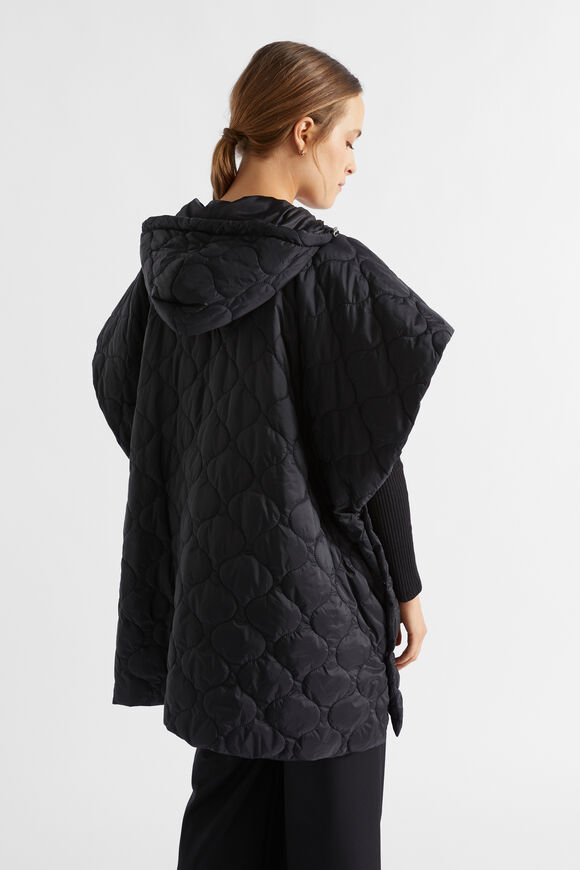 Quilted Poncho  Black  hi-res