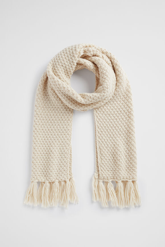 Hand Knit Scarf  Vanilla Cream  hi-res