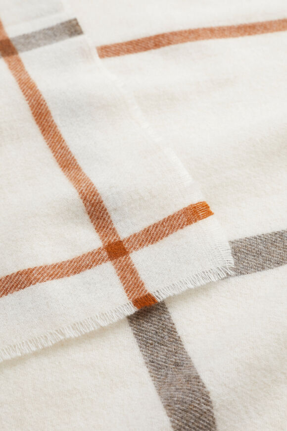 Wool Blend Check Scarf  Vanilla Cream Multi  hi-res