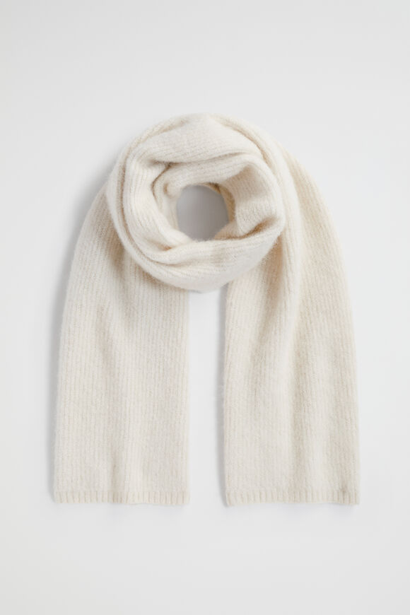 Fluffy Rib Knit Scarf  Vanilla Cream  hi-res