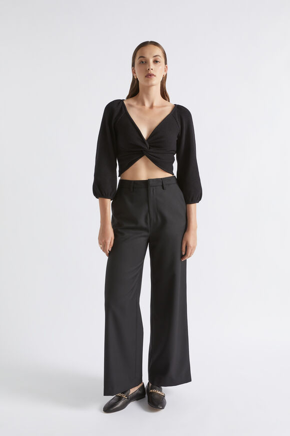 Twist Front Rib Top  Black  hi-res