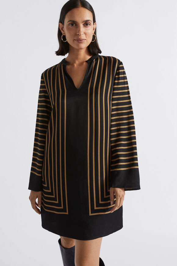 Linear Shift Dress  Deep Brass Geo  hi-res