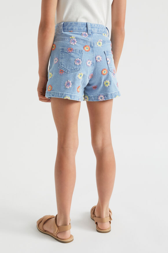 Embroidered Denim Short  Classic Wash  hi-res