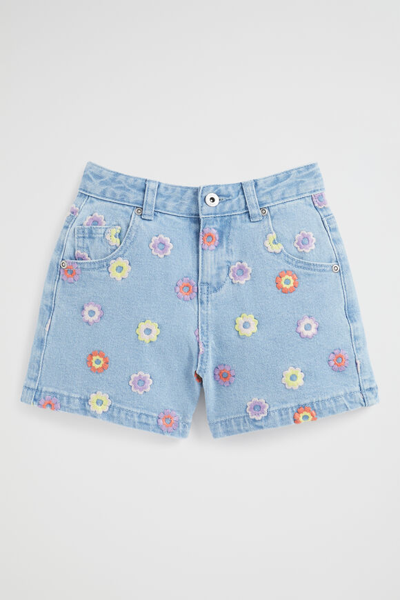 Embroidered Denim Short  Classic Wash  hi-res