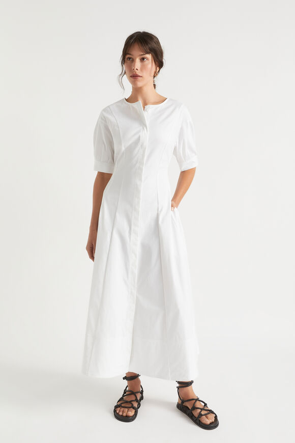 Sateen Full Hem Midi Dress  Whisper White  hi-res