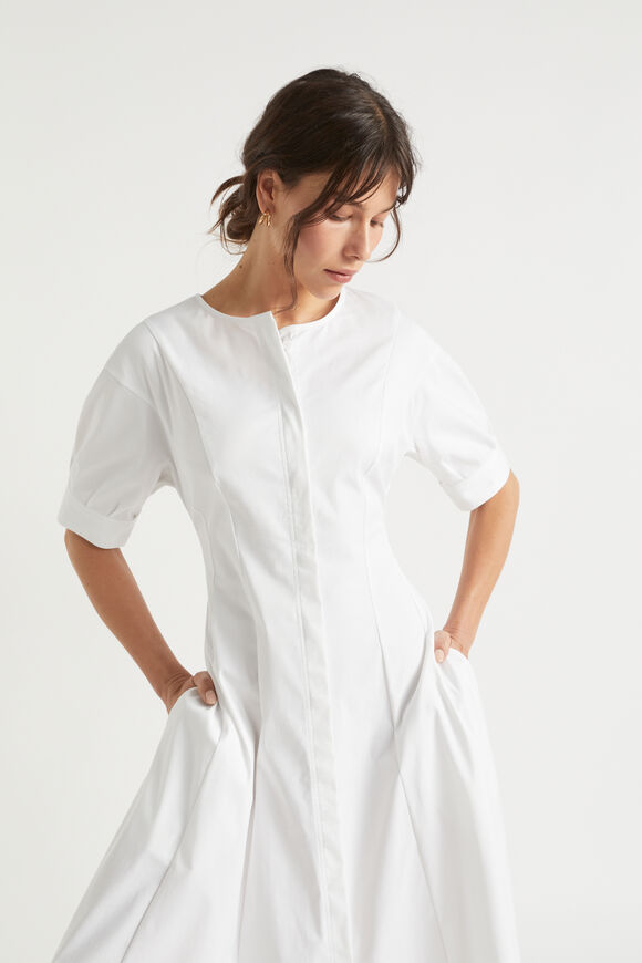 Sateen Full Hem Midi Dress  Whisper White  hi-res