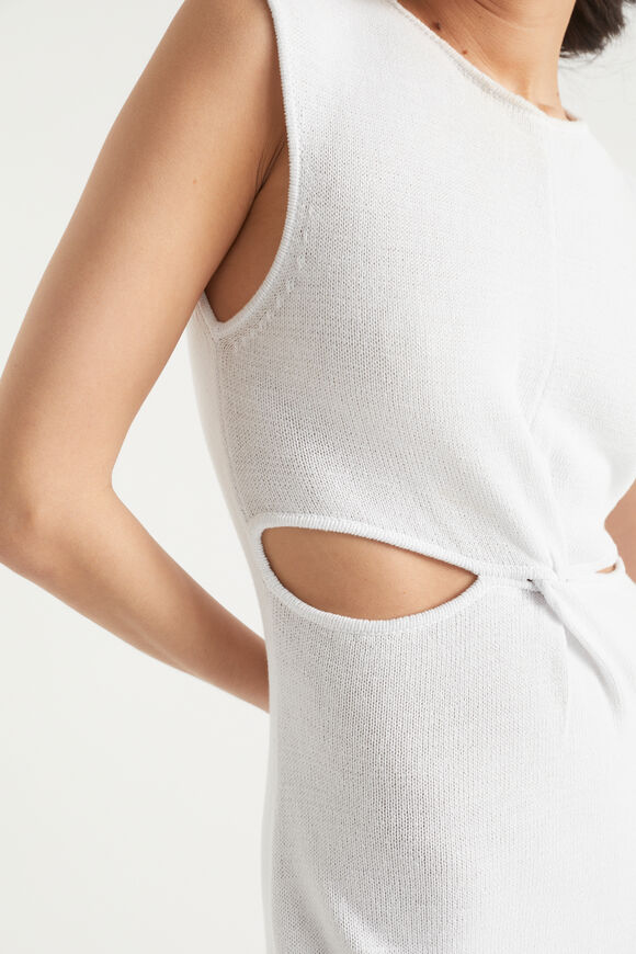 Knit Twist Front Midi Dress  Whisper White  hi-res
