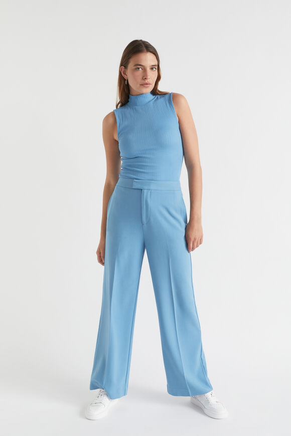 Mock Neck Rib Top  Soft Cobalt  hi-res