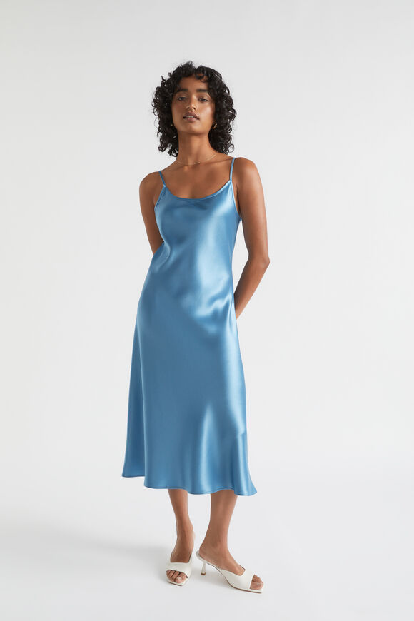 Satin Slip Dress  Soft Cobalt  hi-res