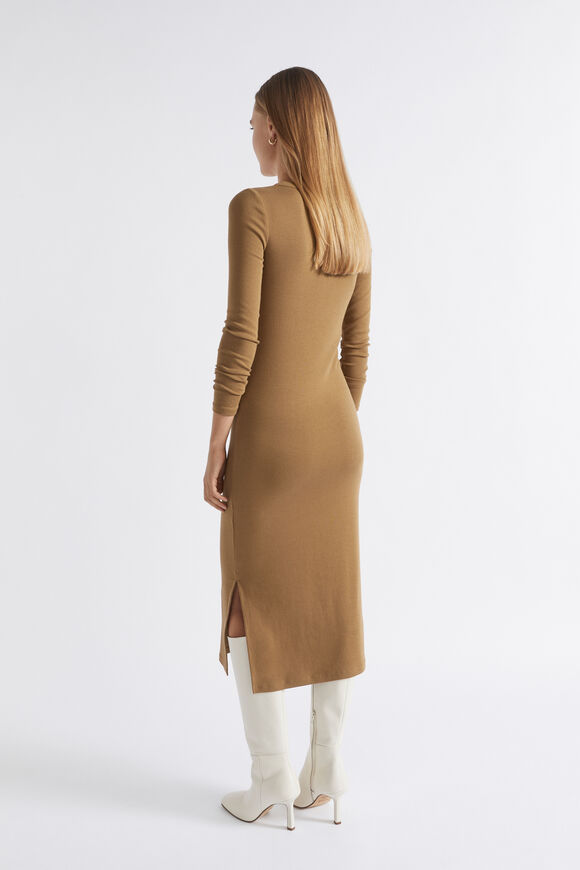 Long Sleeve Fitted Dress  Deep Brass  hi-res
