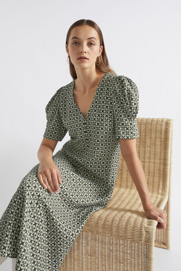 Mini Geo Midi Dress  Dark Fern Geo  hi-res
