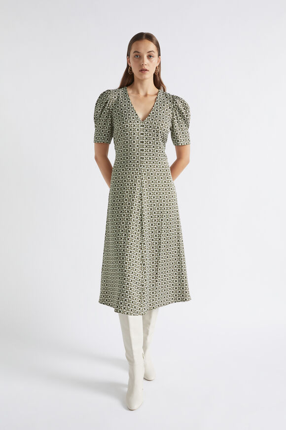 Mini Geo Midi Dress  Dark Fern Geo  hi-res
