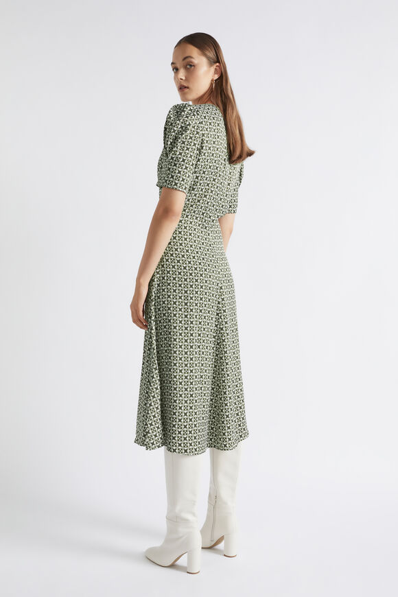 Mini Geo Midi Dress  Dark Fern Geo  hi-res
