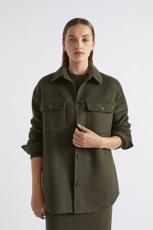 Wool Blend Shacket  Dark Fern  hi-res