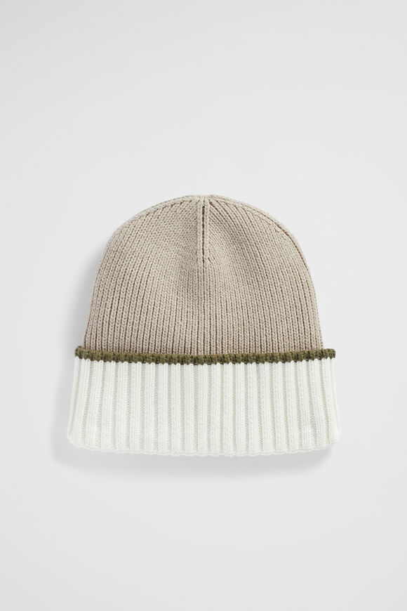 Two Tone Rib Knit Beanie  Light Storm  hi-res