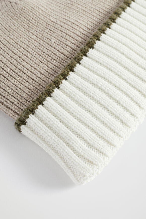 Two Tone Rib Knit Beanie  Light Storm  hi-res