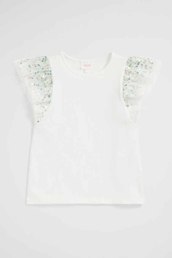 Sequin Sleeve Tee  Canvas  hi-res