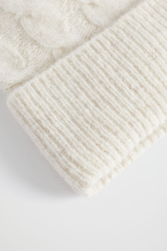 Cable Knit Beanie  Oat Marle  hi-res