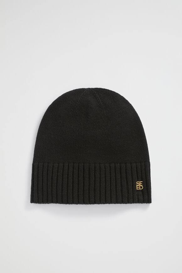 Logo Detail Wool Beanie  Black  hi-res