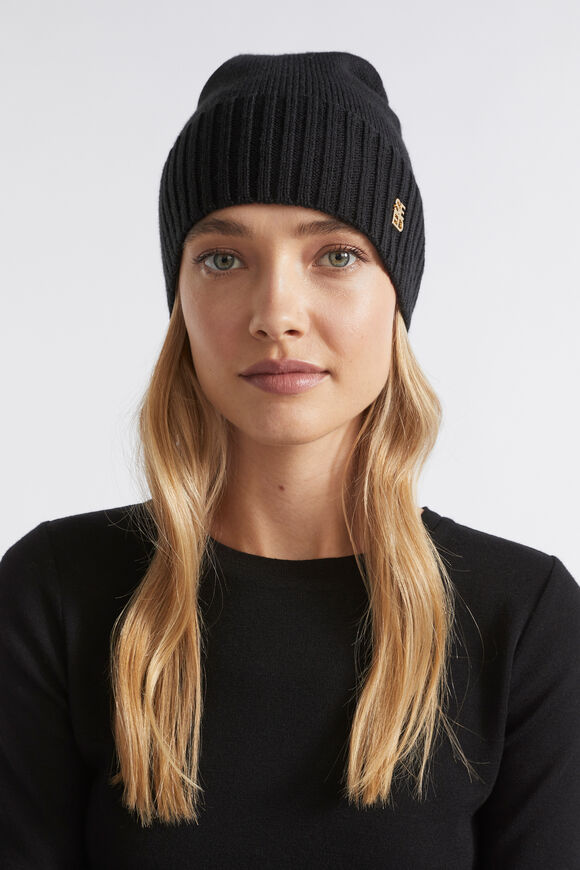 Logo Detail Wool Beanie  Black  hi-res