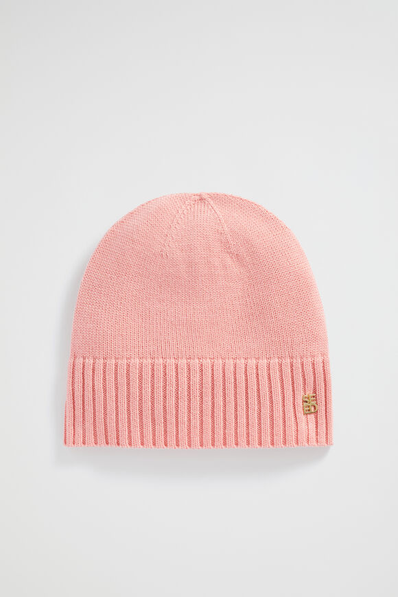 Logo Detail Wool Beanie  Pale Peony  hi-res