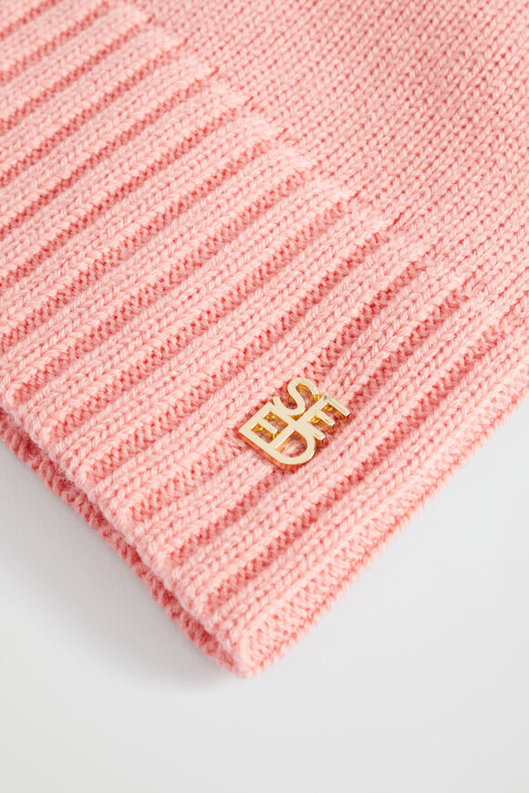 Logo Detail Wool Beanie  Pale Peony  hi-res