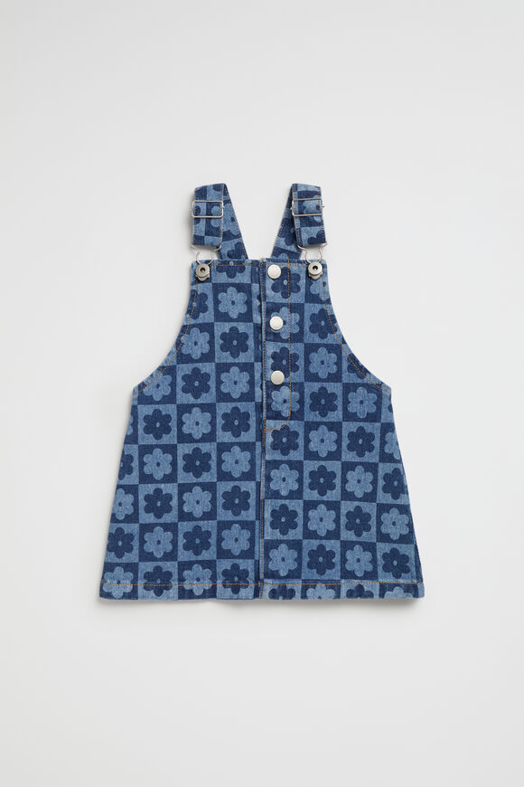 Checked Denim Pinafore  Indigo  hi-res