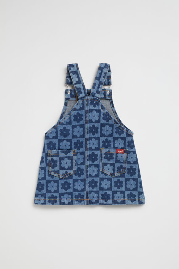 Checked Denim Pinafore  Indigo  hi-res