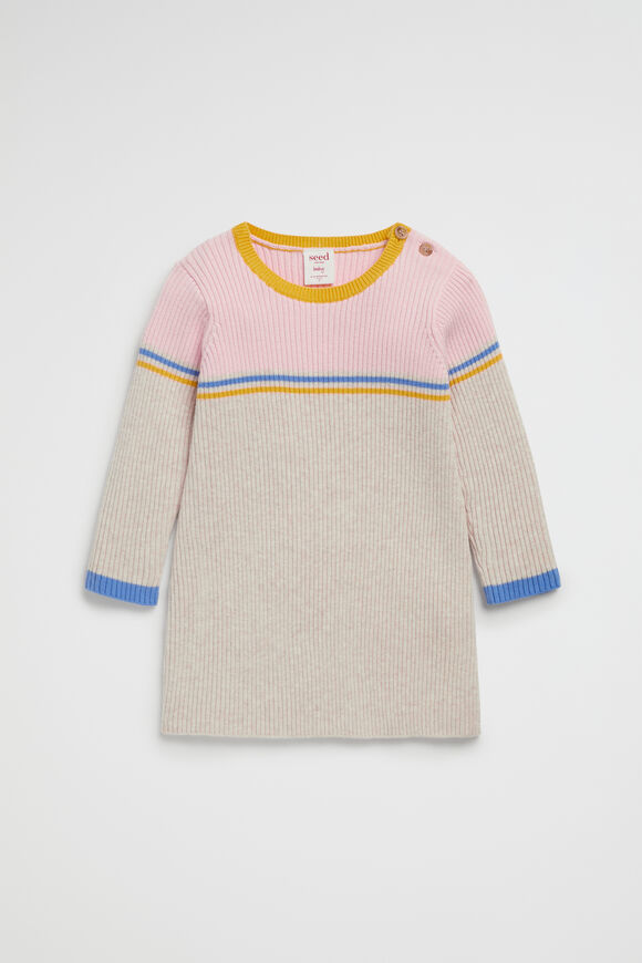 Stripe Knit Dress  Oat Marle  hi-res