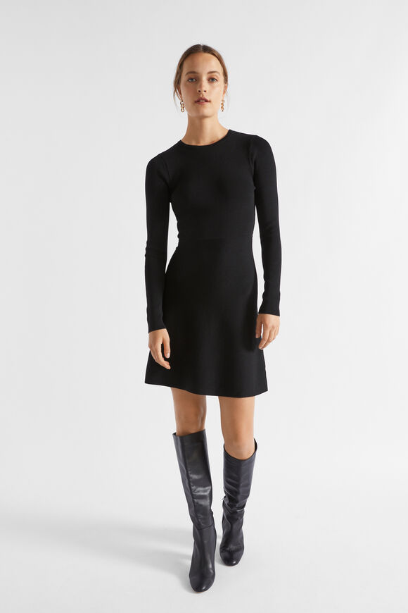 Crepe Mini Shift Dress  Black  hi-res