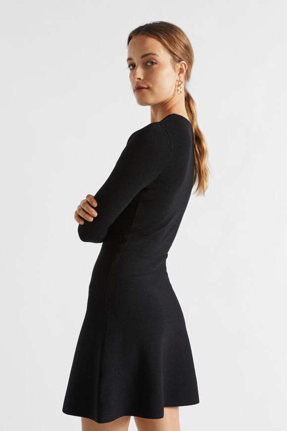 Crepe Mini Shift Dress  Black  hi-res