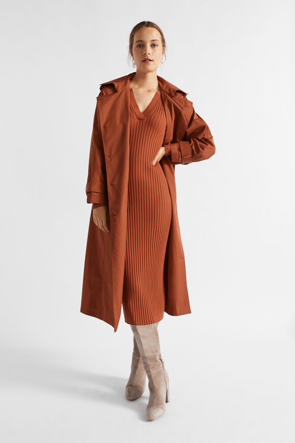 Streamline Polo Knit Midi Dress  Burnt Brick  hi-res