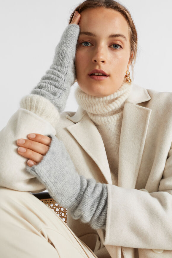 Knit Arm Warmers  Grey Marle  hi-res