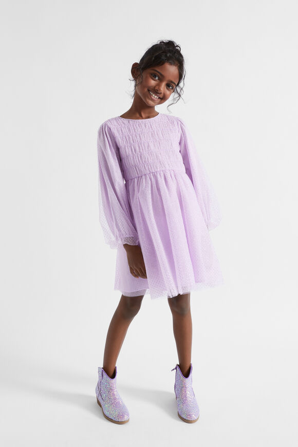 Metallic Pinspot Dress  Orchid  hi-res