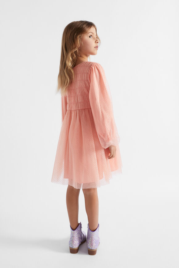 Metallic Pinspot Dress  Soft Coral  hi-res