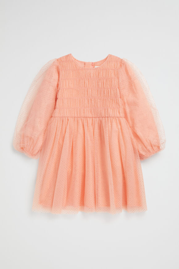 Metallic Pinspot Dress  Soft Coral  hi-res