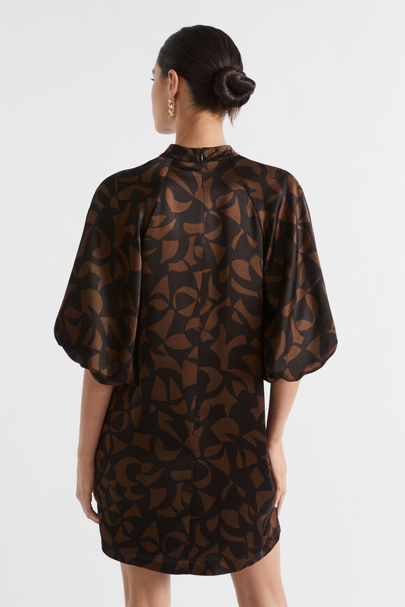Abstract Mock Neck Mini Dress  Hot Chocolate Abstract  hi-res