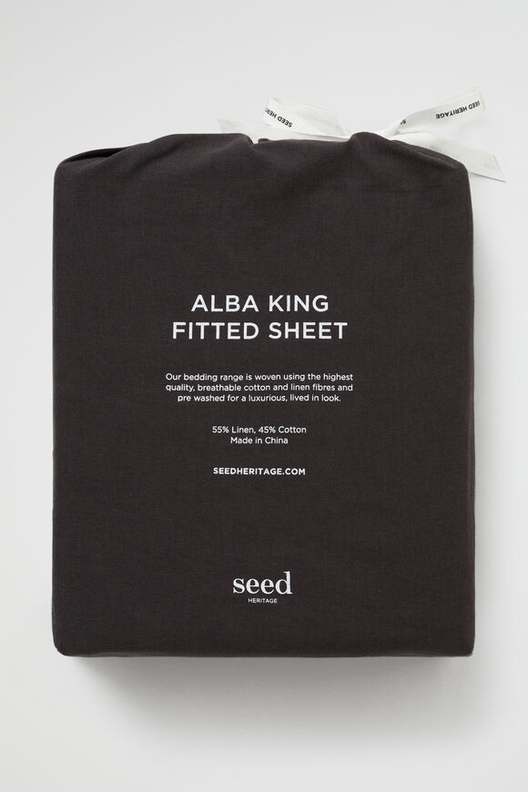 Alba Queen Fitted Sheet  Charcoal  hi-res